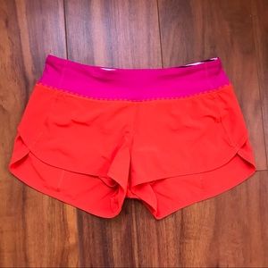 lululemon Orange and Pink Seawheeze Speed Short - Size 4